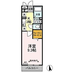 D-roomあすと長町4 1Kの間取図画像