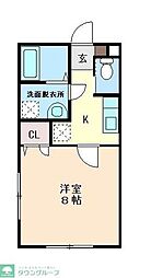 スカイロフト八木山 1Kの間取図画像