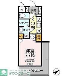CINZA若林 1Kの間取図画像