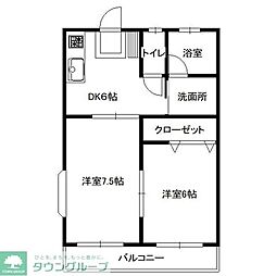 アルファ上余田6 2DKの間取図画像