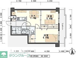 フォレスト愛子 2DKの間取図画像
