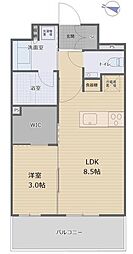 デュオヴェール仙台上杉 1LDKの間取図画像