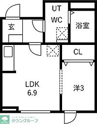 仙台市青葉区貝ケ森4丁目アパート 1LDKの間取図画像