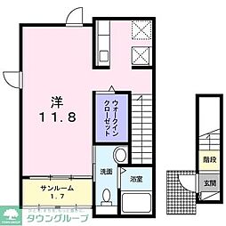 カーサ・フィオーレ ワンルームの間取図画像
