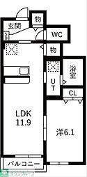 Calda famiglia A棟 1LDKの間取図画像