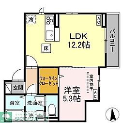 DーROOMルント連坊 A 1LDKの間取図画像