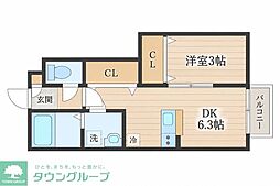 コンフォール南仙台 1DKの間取図画像