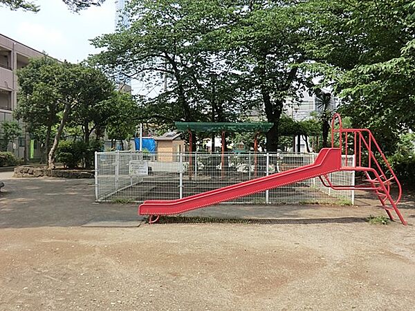 比較的大きな公園でラジオ体操の会場にも指定されており、幅広い年齢の人達が利用しています。園内は大きな広場を中心に、のびのびと遊べる雰囲気です。