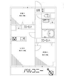 浜町グランドハイツ 2LDKの間取図画像