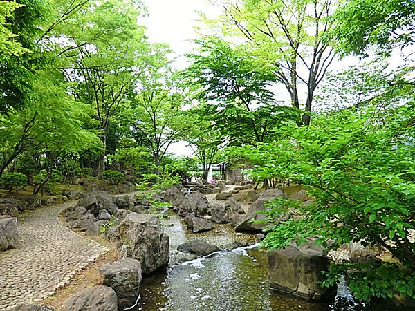 釣堀があったり、ところどころに噴水があったり、水遊びのできる川原やローラー滑り台があったり、橋や鉄橋をくぐるトンネルがあったり、小さい沼があったり、広場もあったりで、子供連れで楽しめる散歩道です。
