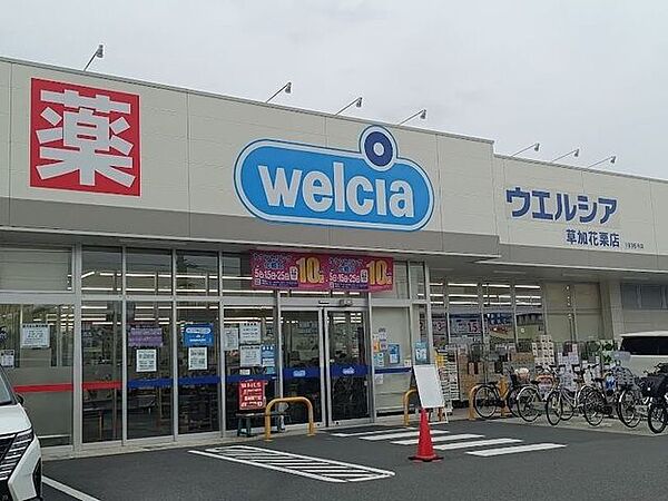 ウエルシア　草加花栗店 580m