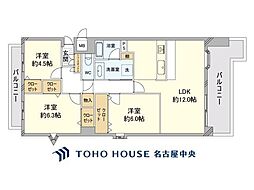 シャトー中村公園 3LDKの間取図画像