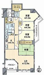 グランソシエ国立ウエストウイング 4LDKの間取図画像