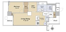 ワールドシティタワーズアクアタワーA3棟 1LDKの間取図画像