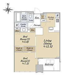 シティタワー銀座東 2LDKの間取図画像