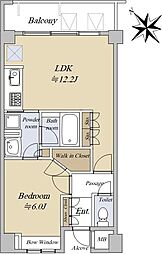 小石川ザ・レジデンスイーストスクエア 1LDKの間取図画像