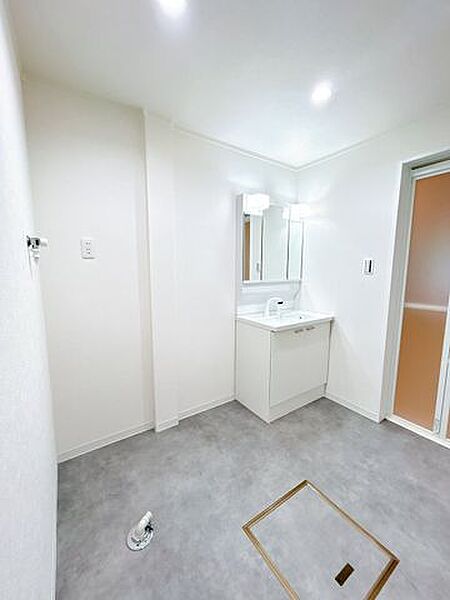 【リフォーム済み】洗面台は新品交換しています。間口75cmの大型の洗面ボウルは洗顔・洗髪はもちろん、つけ置き洗いにも使えます。コンセント付です。