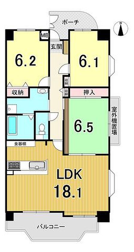 3LDK 間取り