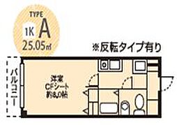 ドミール桜川 1Kの間取図画像