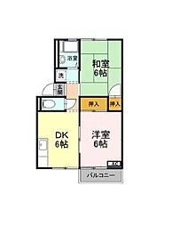 レザン・シャトー 2DKの間取図画像