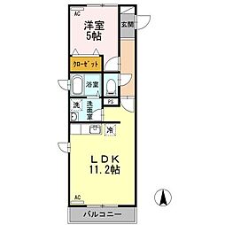 サンテラス市ヶ尾 1LDKの間取図画像