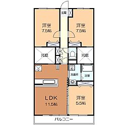 ルミエール高橋 3LDKの間取図画像