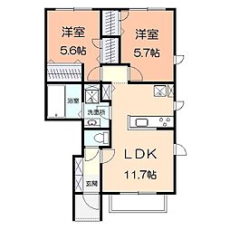 ラ・メゾン 2LDKの間取図画像