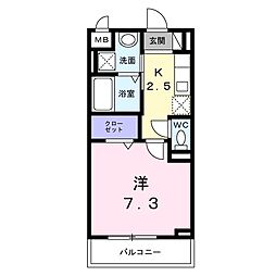 プリムヴェール5 1Kの間取図画像