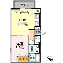 D-room樹・旭町 1LDKの間取図画像