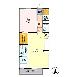 ディアベルジュ 1LDKの間取図画像