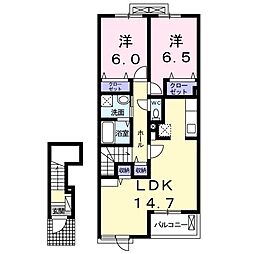グリシーヌヒルB 2LDKの間取図画像