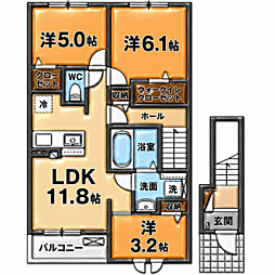 ベル・エクラ I 3LDKの間取図画像