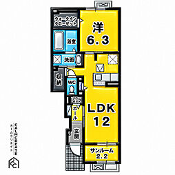 アストラル グレアI 1LDKの間取図画像