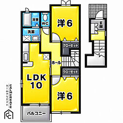 ハーティプレイスA 2LDKの間取図画像