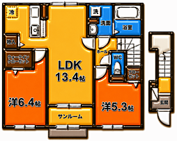 パイオニア 伏 2LDKの間取図画像