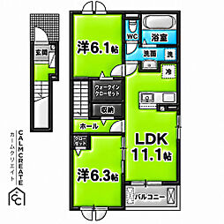 ボン・クール3 2LDKの間取図画像