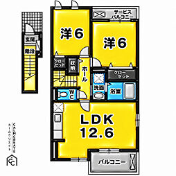 サンシャイン2 2LDKの間取図画像