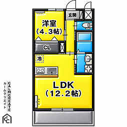 センターアイランド 1LDKの間取図画像