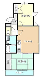 中央マンション 2DKの間取図画像