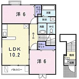 アヴァンメール 2LDKの間取図画像