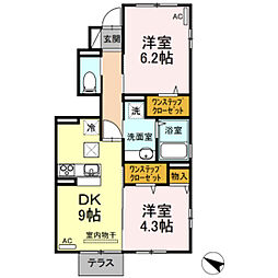 みつばち4 2DKの間取図画像