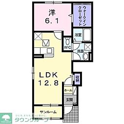 トウカキスクワール2 1LDKの間取図画像