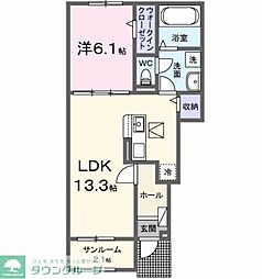 パークアクシス藤岡・E 1LDKの間取図画像