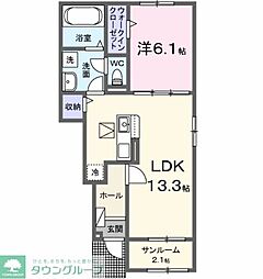 パークアクシス藤岡・E 1LDKの間取図画像