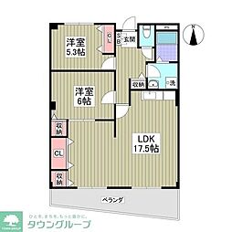 ラ・デファンスミキ 2DKの間取図画像