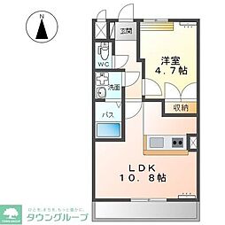 友 1LDKの間取図画像