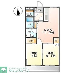 エスポアールK 2LDKの間取図画像