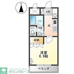 ベル・グラース 1Kの間取図画像