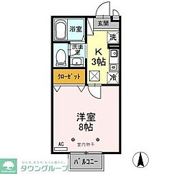 アーバンフラッツ 1Kの間取図画像