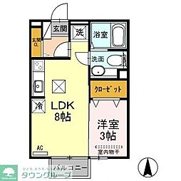 メゾンソニアB 1LDKの間取図画像